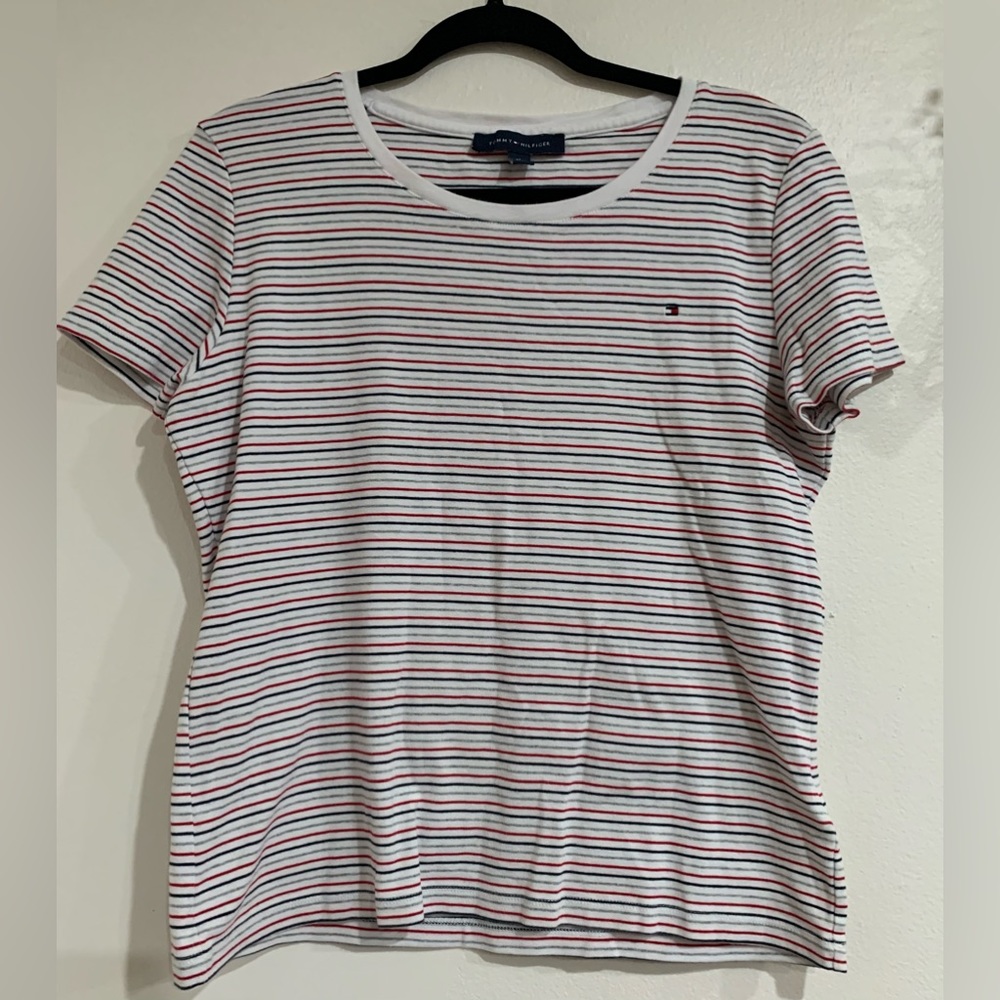 Tommy Hilfiger Women's Striped T-Shirt - Red, Blue, White